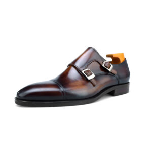 Tooting Double Monk Strap Shoe with Patina. Made-to-order F8-MK3