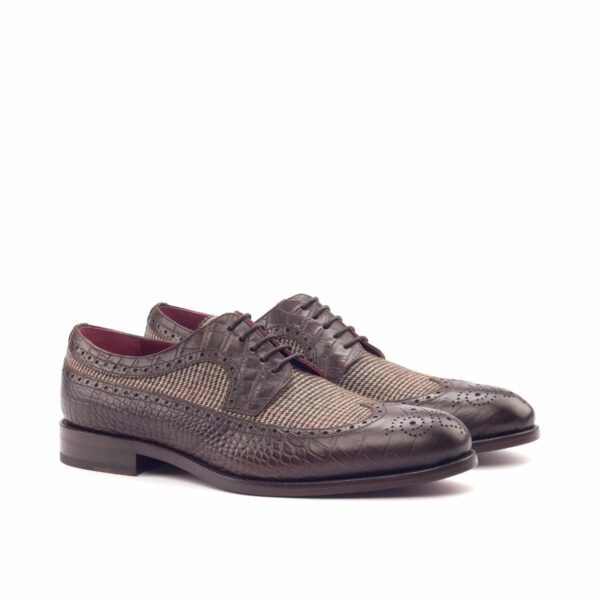 Cádiz Long Wingtip Blucher – Made in Spain | Croco Leather & Tweed - Image 2